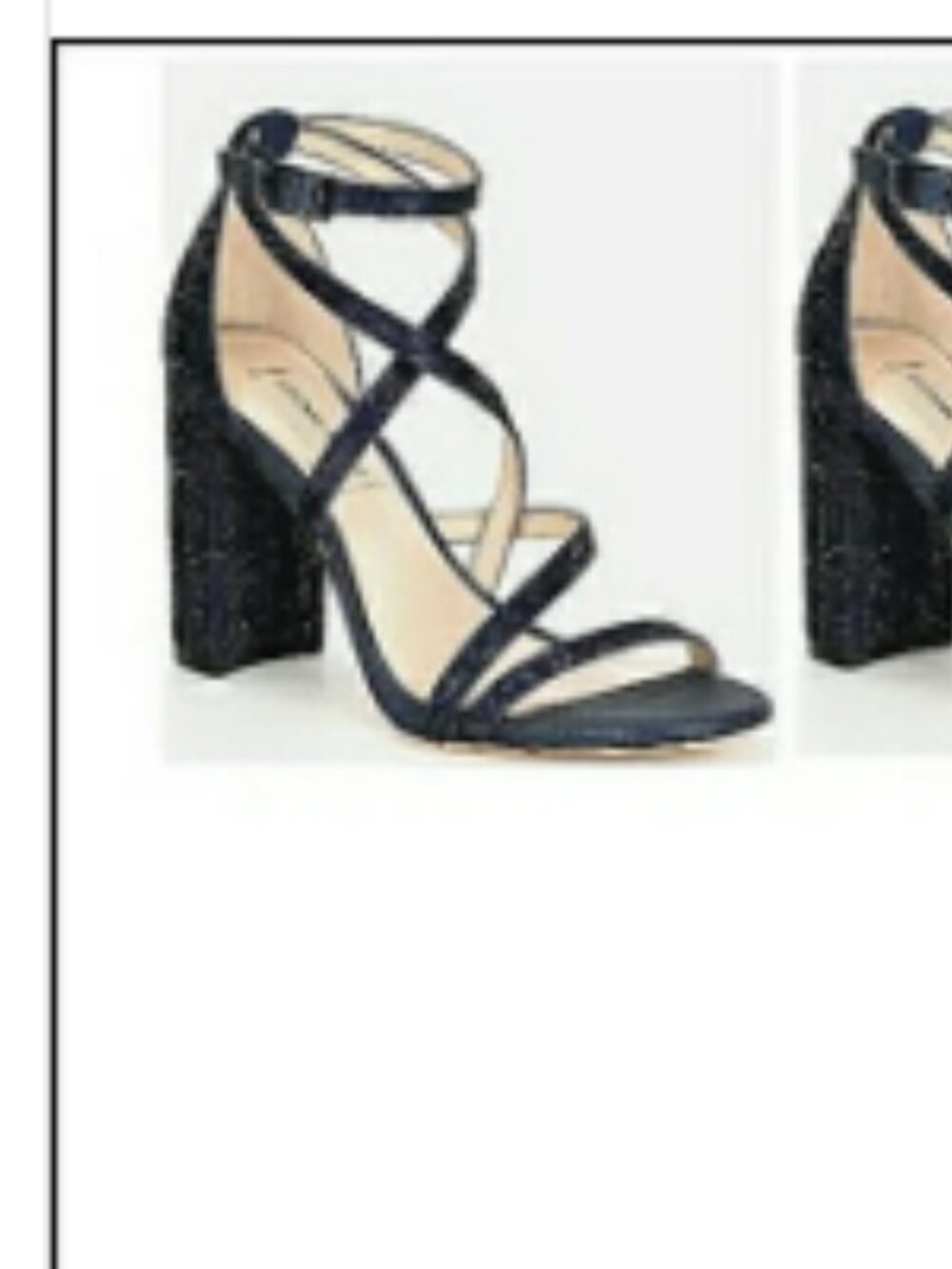 Antonio Melani Navy Blue Rinestone Sparkling Block Heel Strappy Sandals Hazlyn